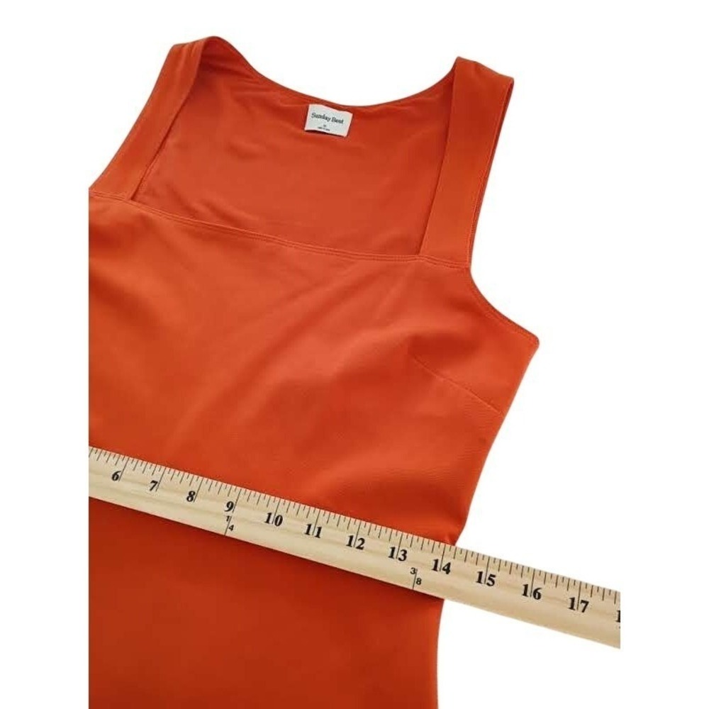 Sunday Best Aritzia Orange Square Neck Sleeveless Mini Dress Size Medium NWOT - Picture 7 of 8